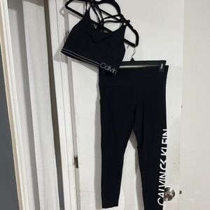 Set Calvin Klein Black Leggings Sleek Stretchy Design/bra